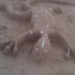 sculpture sable lézard ile d'aix